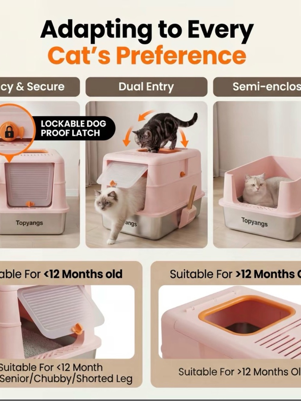 Covered Cat Litter Box in Brown - Picture 4 of 4